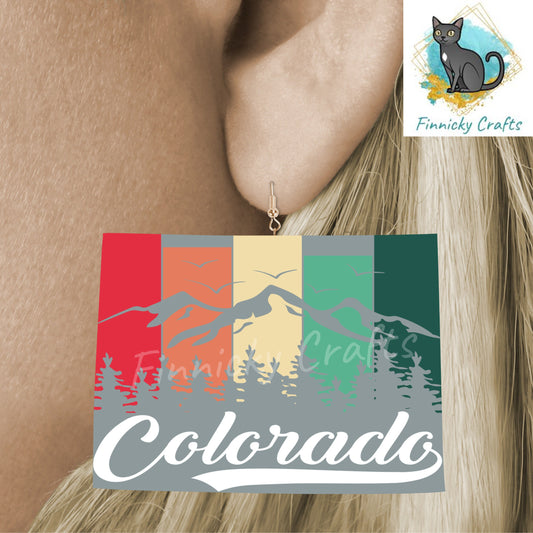 Colorado State Shape, Rocky Mountains, Sublimation, PNG, Digital Download, Decor, Ornament, Suncatcher, Earrings