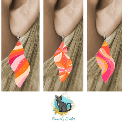 Swirl Bundle  70s Design, Bright colors, Earring, Keychain, Wall Hanger, Door Hanger, Sublimation, Digital, PNG, Design, Download Only