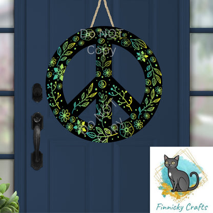 Black Green Peace Symbol png - Sublimation Designs - Round Acrylic - Suncatcher - Home Decor - Night Light - Earrings