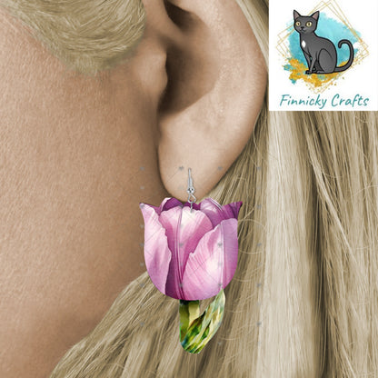 Tulips Sublimation Flower Digital Design- 4 colors - Bundle - Earrings - Signs - Design - keyring - badge reel - bag shirt design