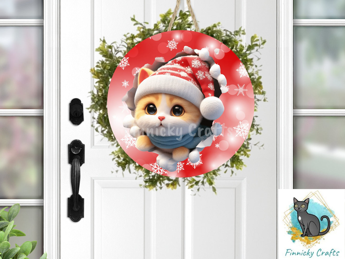 Circle Round 3D Christmas Cats Customizable Design Bundle, Sublimation, Digital, PNG, Design, Download
