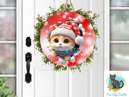 Circle Round 3D Christmas Cats Customizable Design Bundle, Sublimation, Digital, PNG, Design, Download