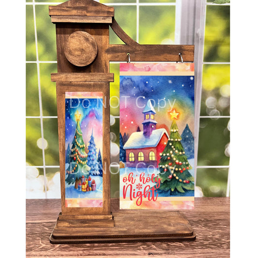 2-Piece, church winter scene, Oh Holy Night Interchangeable Christmas Sign Inserts, Sublimation, Digital, PNG, Design, Download