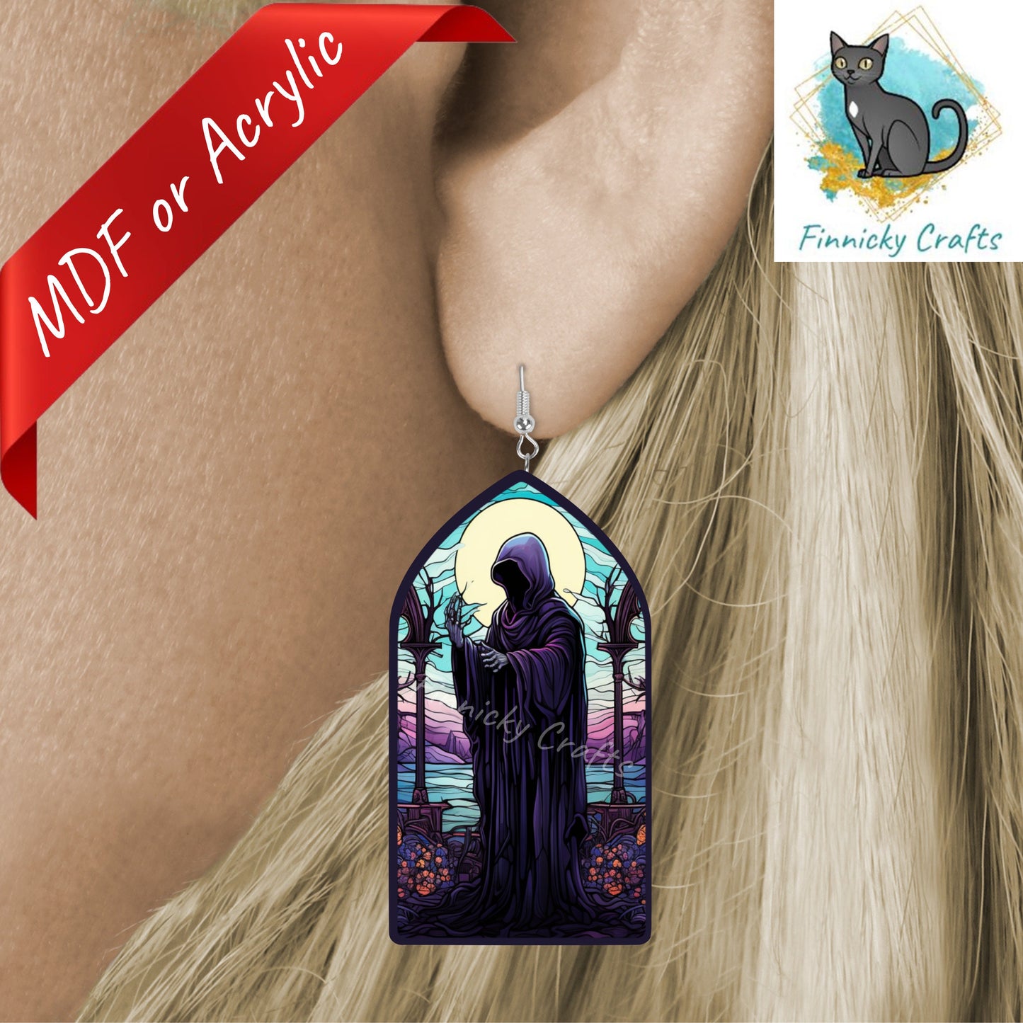 Halloween Stained Glass, Church Window, Sign, Sublimation, Digital, PNG, Design, MDF, Acrylic, Nightlight, Earrings, Suncatchers