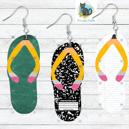 Teacher School Flip Flops Earrings Shape  png - Sublimation Designs Earrings Png