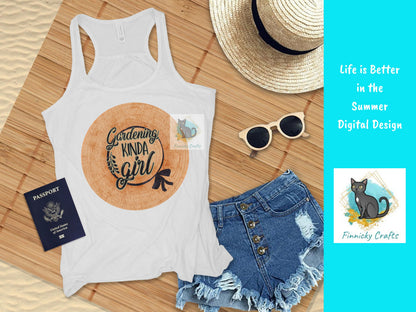 Gardening Kinda Girl Sublimation Design  - Round - T-shirt - Sign - Pillow - Apron - Bag - Hat - Cup Design - Digital Download