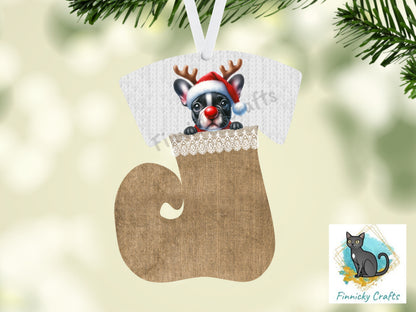 Swirl Stocking Design, Burlap, Peeking Dogs, Christmas, Sublimation, Digital Design, PNG, Earring, Ornament