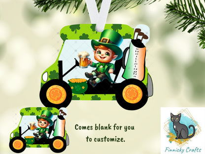 Leprechaun Golf Cart, Sublimation, PNG, Digital Download, Door Hanger, Decoration, Ornament