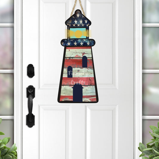 Patriotic Red White Blue Lighthouse Sign, Nightlight, Keychain, Earrings, Sublimation, Digital, PNG, Design, Download, Acrylic, MDF