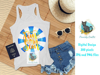 Sublimation Fun in the Sun Round Sign - T-shirt - Cap - Pillow - Apron - Coaster - Cup - Bag Design - Digital Download