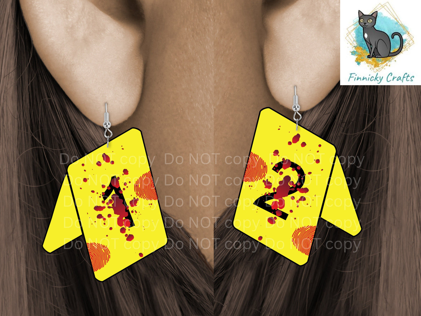 Bloody Crime Evidence Sign PNG Sublimation Design for Earrings, Instant Digital Download,