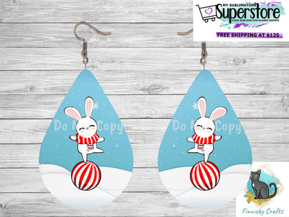 Rabbits, Cows, Winter, Christmas, Large hair clip, small hair clip, earrings, sublimation, digital design only, png