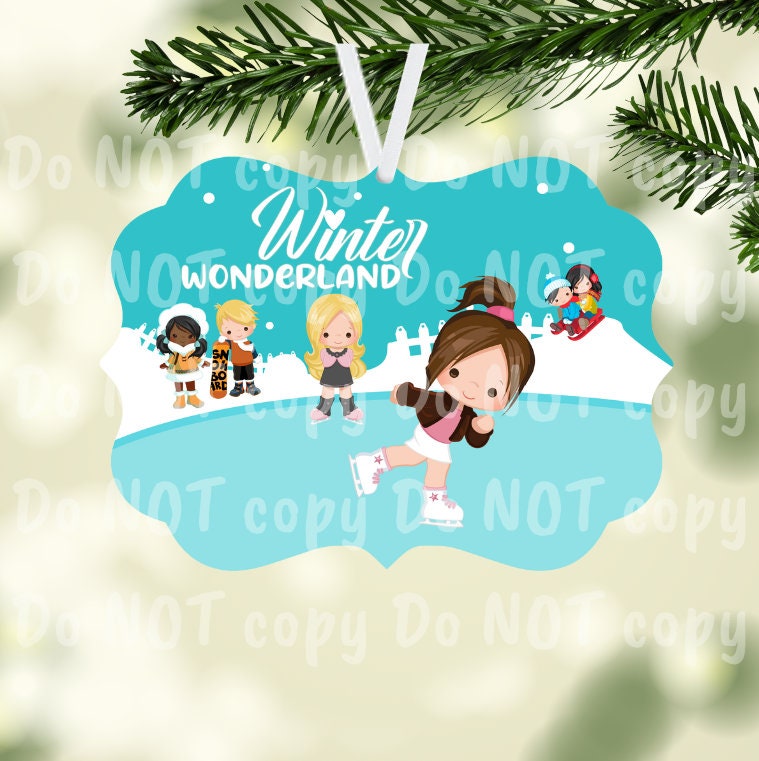 Customizable Kids Winter Wonderland- Ice Skating - Sled - Christmas Sublimation Design PNG Graphic Clip Art Digital Download Benelux shape