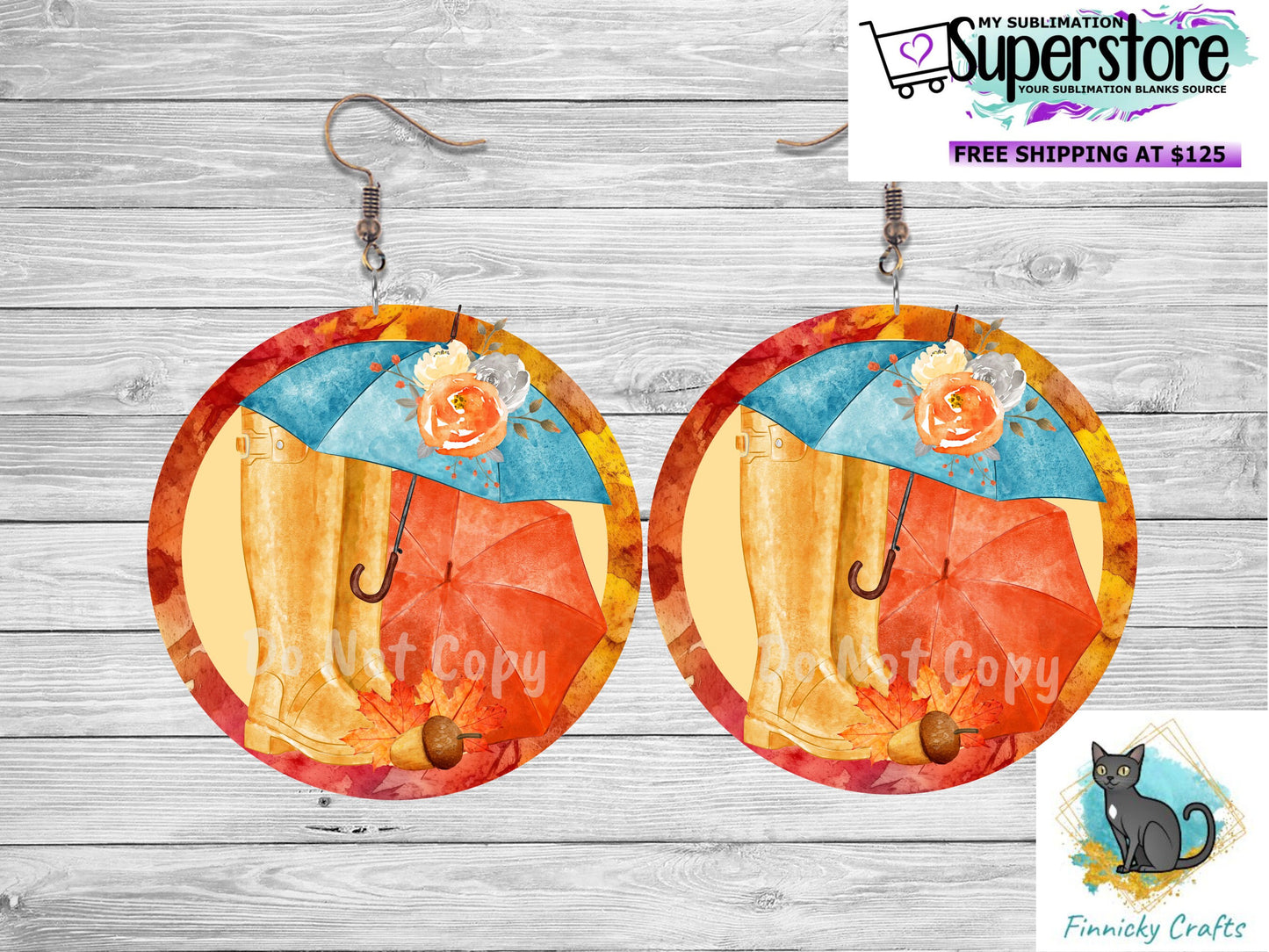 Round Design, Scarecrow, Owl, Rain, Rain Boots, Sublimation, PNG, Digital Download, Earrings, Door Hanger, Decoration, Car Coaster