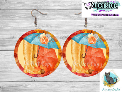 Round Design, Scarecrow, Owl, Rain, Rain Boots, Sublimation, PNG, Digital Download, Earrings, Door Hanger, Decoration, Car Coaster