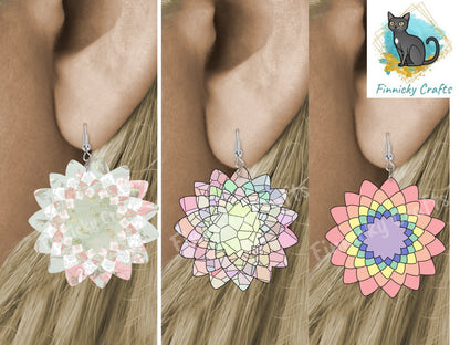 Sunflower Shape Earrings, PNG File For Sublimation Design, Digital Download, Sign , Keychain / Badge Reel Sublimation, customizable