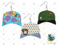 Baseball Cap Bundle, Sublimation, Floral, Blue Stars, Golf, Digital, PNG Design, Earrings.