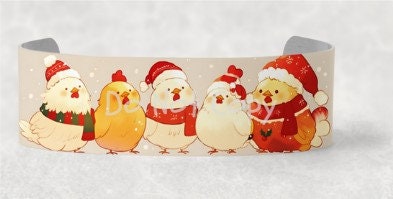Cute Christmas Chickens Bracelet Cuff Sublimation Digital Designs - Small, Medium, Large PNG files - Acrylic