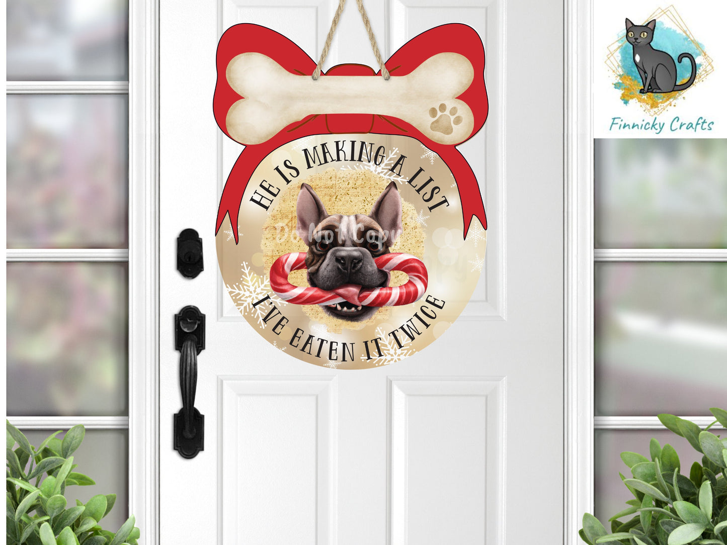 Customizable Ball with bow; Santa's naughty list, dog ate list Christmas, sign, Ornament png