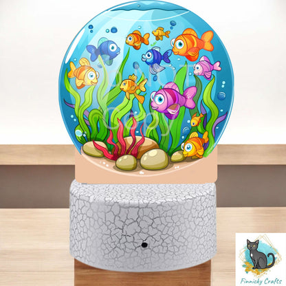 Fish Bowl, Round Light Base Acrylic, Decor, Sublimation, Digital, PNG, Design, Acrylic, Nightlight