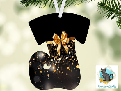 Swirl Stocking Design, Black, Gold, Sophisticated, Christmas, Sublimation, Digital Design, PNG, Earring, Ornament