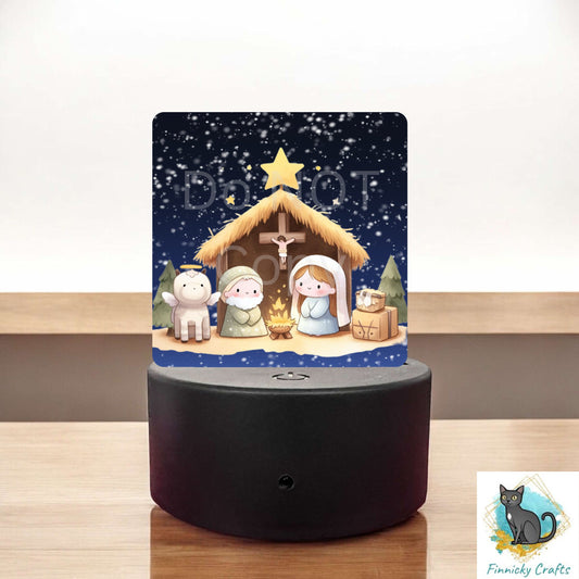 Nativity Square Light Base,  Nightlight, Decoration, Sleigh, Sublimation, Digital, PNG, Design, Download, Baby Jesus, Bethlehem