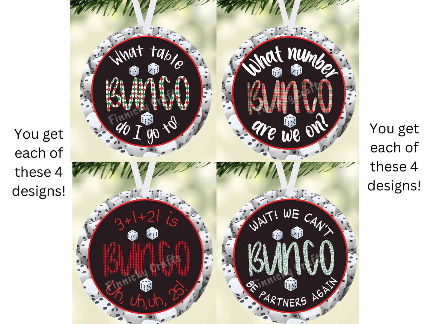 Bunco Bundle, 4 designs, Digital, PNG, Design, Download, Door Hanger, Ornament, Earrings, Badge Reel, Keyrings, Sublimation