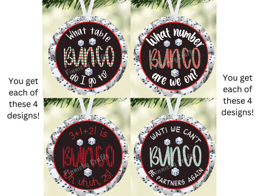 Bunco Bundle, 4 designs, Digital, PNG, Design, Download, Door Hanger, Ornament, Earrings, Badge Reel, Keyrings, Sublimation