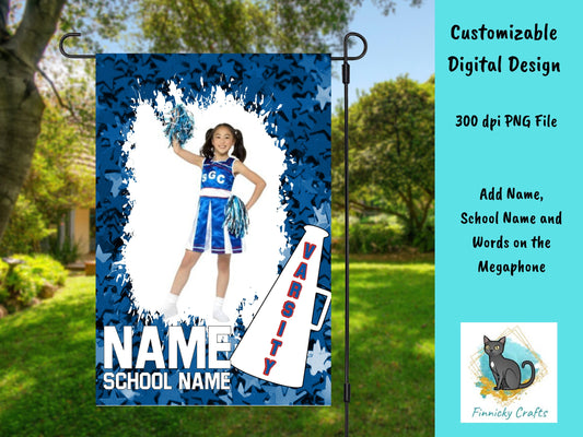 Cheerleader Garden Flag- Blue Stars - Elementary/Grammar, Middle/Junior, High, College, University
