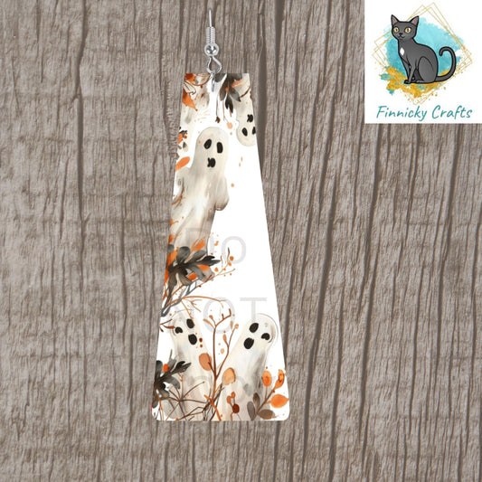 Creepy Spooky - Modern Bar Halloween Ghosts - Digital Design- Earrings - Acrylic or MDF
