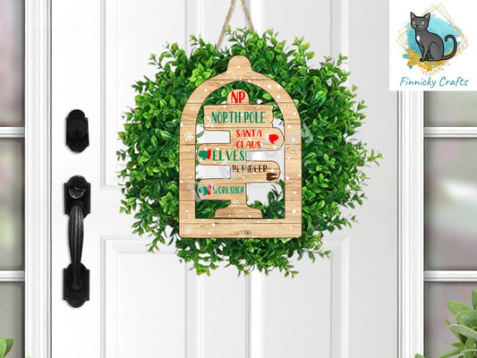 North Pole 4-sign directional decoration, Sublimation, PNG, Digital Download, Earrings, Door Hanger, Decoration, Ornament