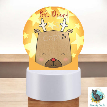 Cute Reindeer, Oh Deer, Round Light Base Acrylic, Sign, Sublimation, Digital, PNG, Design, Acrylic, Nightlight