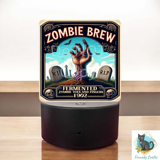 Zombie Brew Rounded Square png - Sublimation Designs - Acrylic Light Base - Halloween Decor