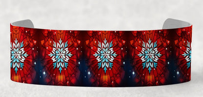 Stained Glass Snowflake, Bracelet Cuff Sublimation Designs - Small, Medium, Large PNG files - Winter - Christmas