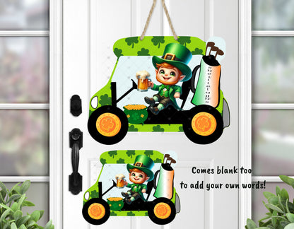 Leprechaun Golf Cart, Sublimation, PNG, Digital Download, Door Hanger, Decoration, Ornament