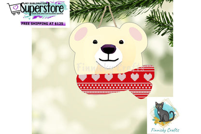 Polar Bear with Festive Scarf Christmas Ornament Bundle png