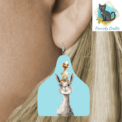 Farm Animals Cow Tag Shape Bundle png - Sublimation Designs Wall Hanger - Earring Png - Goat, Sheep, Turkey, Duck, Llama
