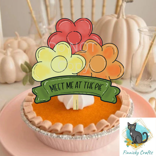Fall Flowers Cake Topper Sublimation Design, Customizable Cake Topper,  Cake Topper Design, Thanksgiving, Pie Topper. Words and Blank