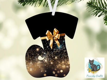 Swirl Stocking Design, Black, Gold, Sophisticated, Christmas, Sublimation, Digital Design, PNG, Earring, Ornament