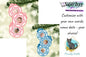 Pink and Blue Customizable Trio Bulb Snowflake Christmas Ornament Bundle png