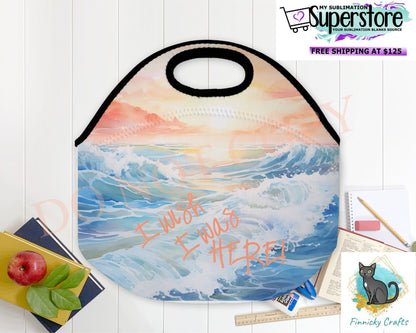Lunch bag png, beach, wish I was here,  summer, straight tumbler wrap, sublimation, png