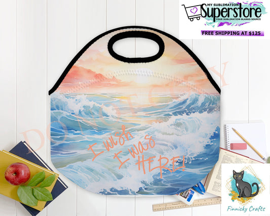 Lunch bag png, beach, wish I was here,  summer, straight tumbler wrap, sublimation, png