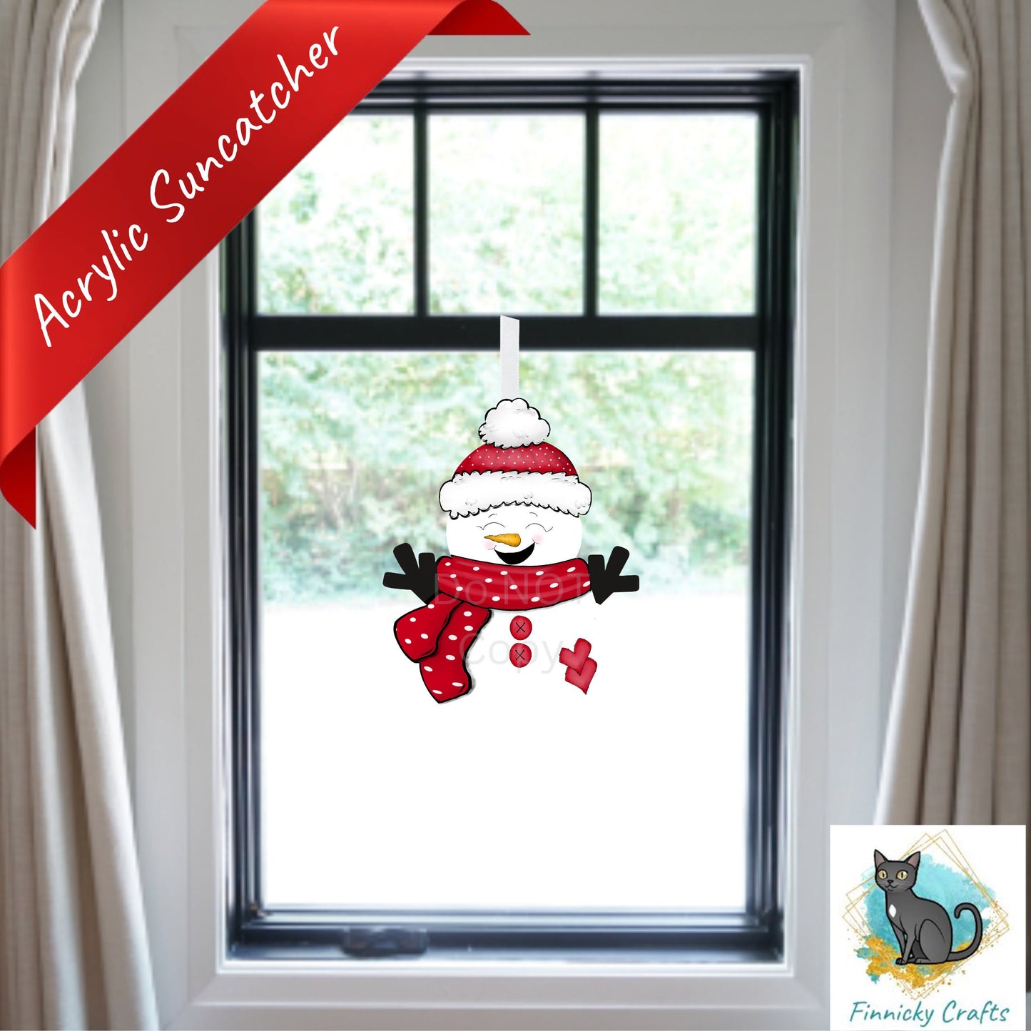 Snowman with hat and scarf - Christmas Winter Ornament, Earrings, Nightlight, Sublimation, Digital, PNG, Design, Download, MDF and Acrylic