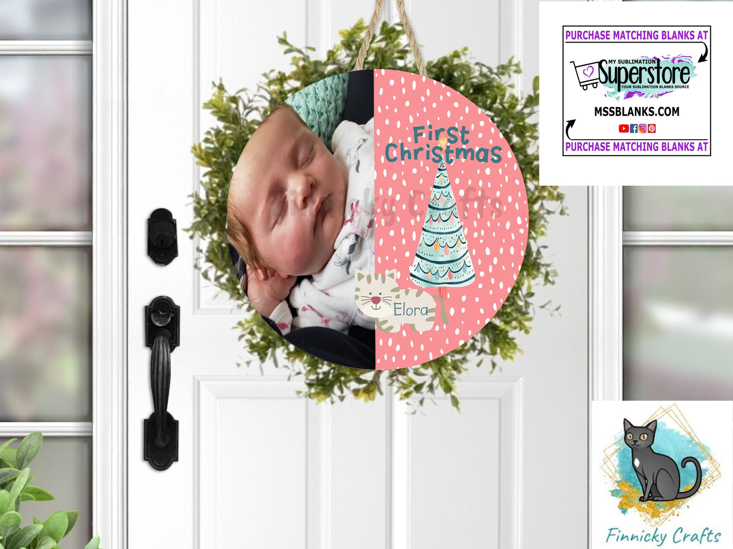 Customizable/Personalizable First Christmas Ornament png - Baby Ornament - Round Shape - Christmas gift - With and without animals