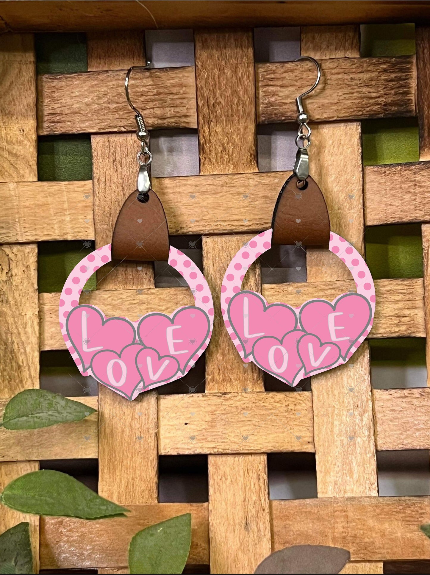Love Heart Cluster Earring PNG, Hearts, Valentine Earring Design, Sublimation Leather Earring.