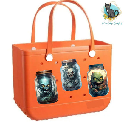 Halloween Mason Jar Sublimation Digital Design Bundle - Ghouls, Creatures - MDF, Acrylic - Earrings, Sign, Nightlight, Bag Charm