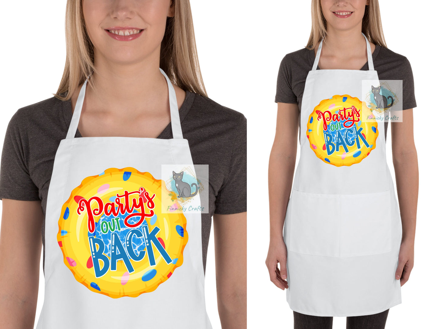Party's Out Back Round Sign - T-shirt - Cap - Pillow - Apron - Coaster - Cup - Bag Design - Digital Download