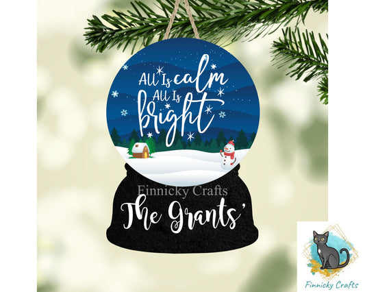 All is Calm All is Bright Snow Globe Ornament Add Personalization/Photo/Coffee Pod/K Cup Holder Christmas Ornament Digital File