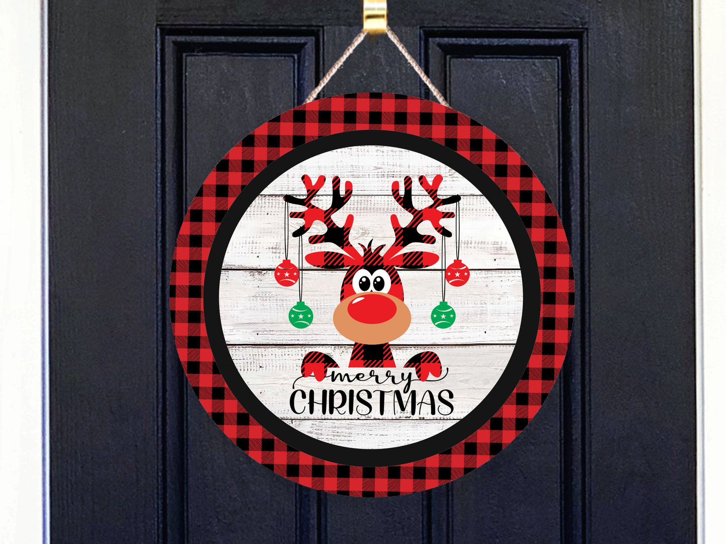 Merry Christmas Moose Round Sign - T-shirt - Hat - Pillow - Apron - Coaster - Cup - Bag - Ornament Design - Digital Download