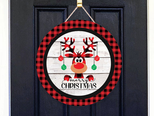 Merry Christmas Moose Round Sign - T-shirt - Hat - Pillow - Apron - Coaster - Cup - Bag - Ornament Design - Digital Download